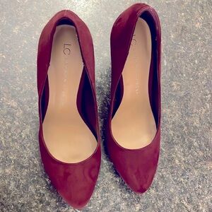 Maroon high heel shoes